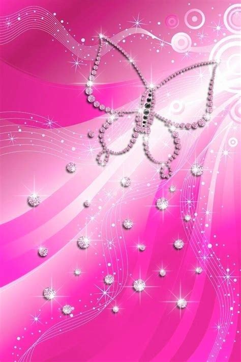 Pink And Silver Sparkly Pink Wallpaper Girly Butterfly Wallpaper