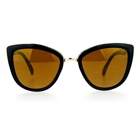 sa106 womens color mirror mirrored lens oversize cat eye sunglasses cat eye sunglasses black