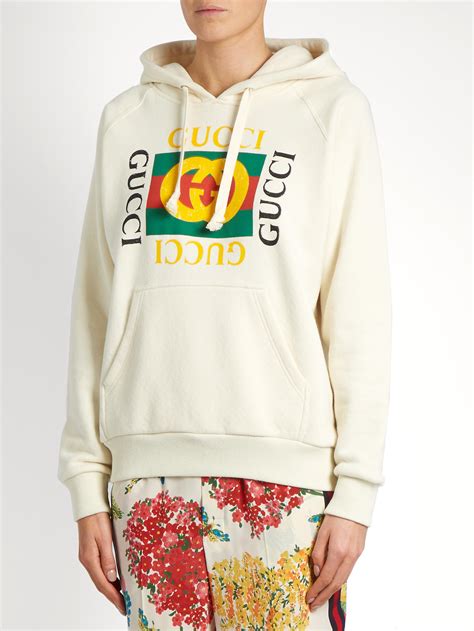Gucci Cotton Logo Print Hooded Sweatshirt Lyst