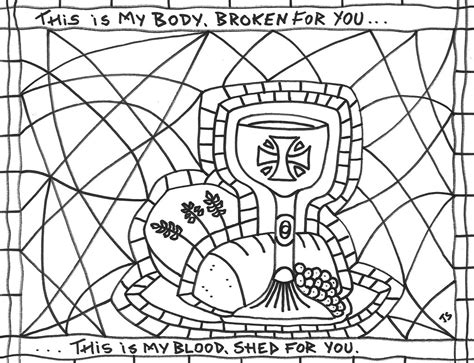 Color in this picture of first communion and others with our library of online coloring pages. Communion Coloring Page | Church bulletin communion art ...
