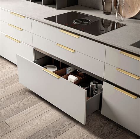 Brushed Brass Modern Cabinet Handles Concealed Kitchen Handle Etsy