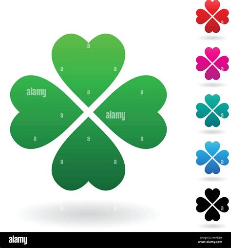 Vector Illustration Of Abstract Heart Shaped Four Leaf Clover Isolated