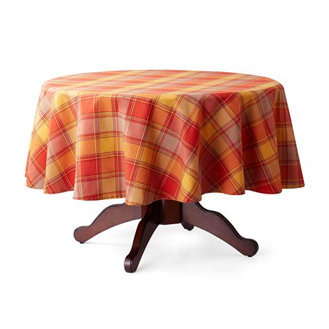 Way To Celebrate 70 Round Harvest Woven Plaid Tablecloth