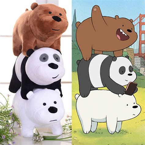 We Bare Bears Panda Grizzly Ice Bear Plush Toy Stuffed Soft Doll