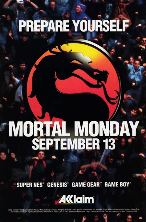 Mortal Kombat 1992 Promotional Art Mobygames