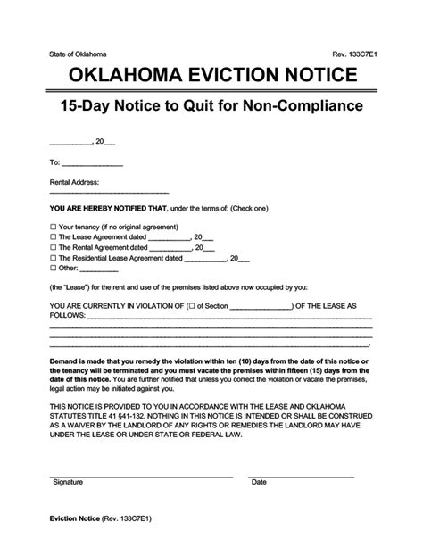 Free Oklahoma Eviction Notice Forms Pdf And Word Templates