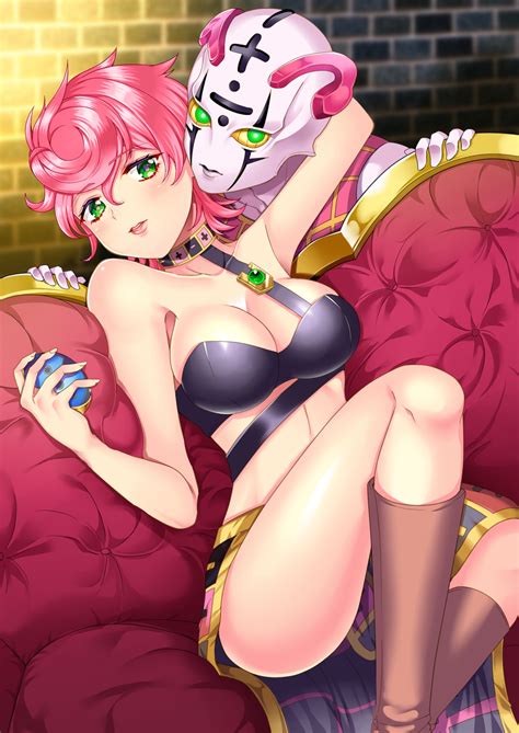 Rule 34 2girls Breasts Couch Female Female Only Green Eyes Jojos