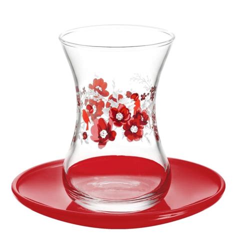 Lav Turkish Tea Glass Set Gelincik Pcs Online Turkish Shopping Center