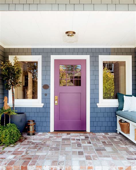 Purple Front Door Grey House Eggplant 1379 Benjamin Moore House
