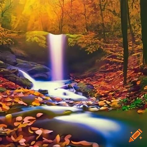 Gorgeous Cascading Waterfalls In Natural Forest Scenery During Autumn