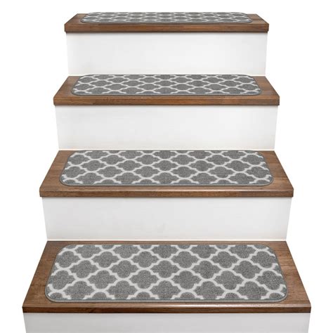 Set Of 15 Skid Resistant Carpet Stair Treads Moroccan Trellis Lattice