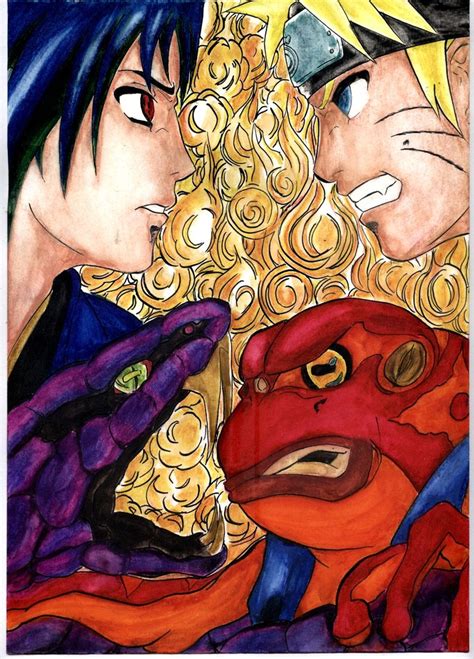 Naruto Vs Sasuke Color Por Jmiguel Dibujando