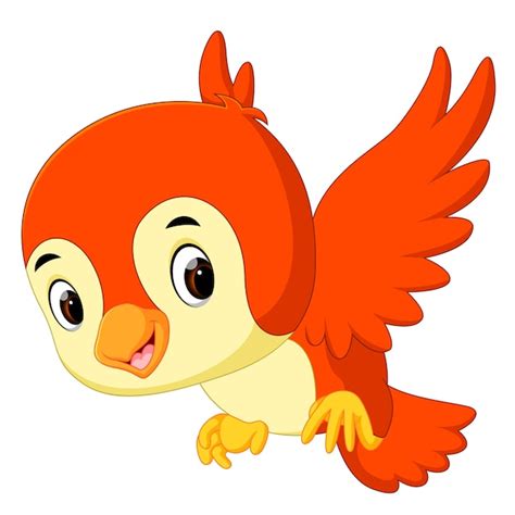 Lindo Pájaro De Dibujos Animados Vector Premium