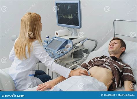 Doctor Examination A Man At Abdomen Usg Stock Image Image Of Equipment Exam 166908861