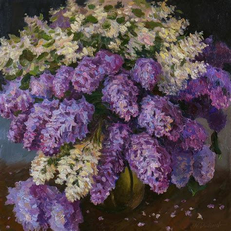Nikolay Dmitriev The Bouquet Of Lilacs Near The Light Window Floral