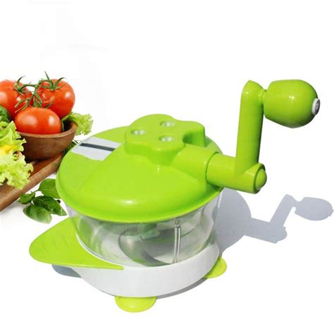 Manual Chopper Vegetable Hand Powered Crank Blender With 3 Blades
