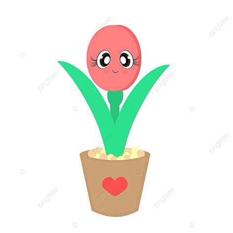 Vector Kawaii Tulip In Pot Perfect Spring Decoration Vector Outline