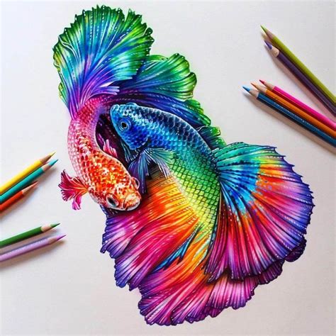Glowing Colorful Drawings Peces Dibujos Cómo Dibujar Cosas Arte