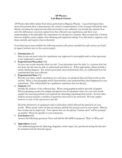 Sample Lab Report Physics The Document Template