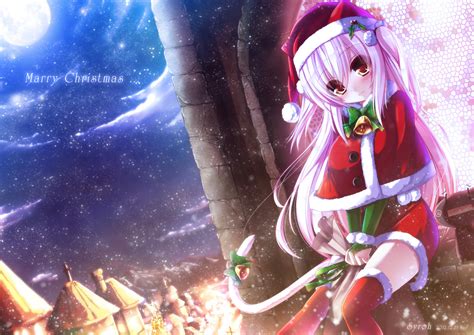 Wallpaper 1920x1359 Px Animal Bow Catgirl Christmas City Clouds