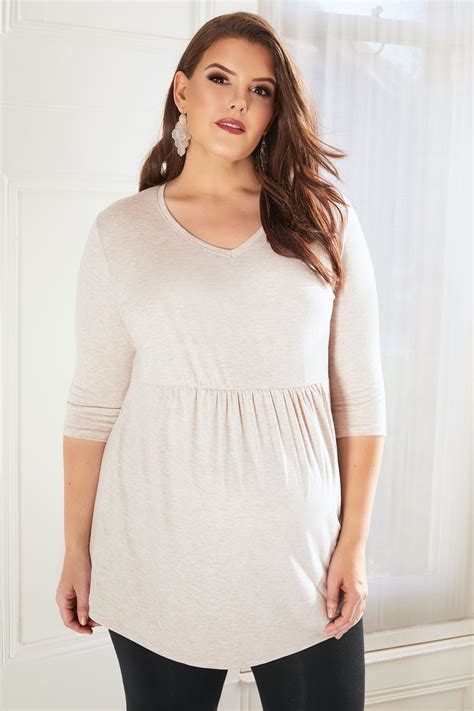 Bump It Up Maternity Oatmeal Ruched Waist Longline Top Plus Size 16 To 32