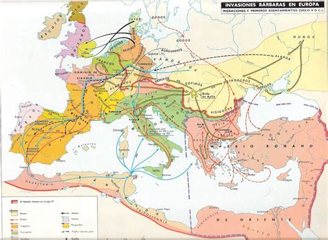 Mapa Las Invasiones Bárbaras De Europa Siglo V The Barbarian