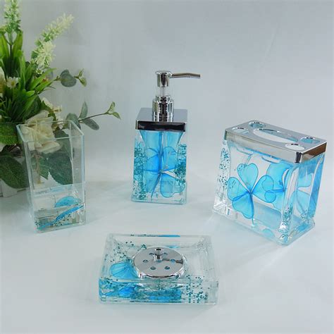 Acrylic Bath Accessories Aqua Blue Bathroom Accessory Set
