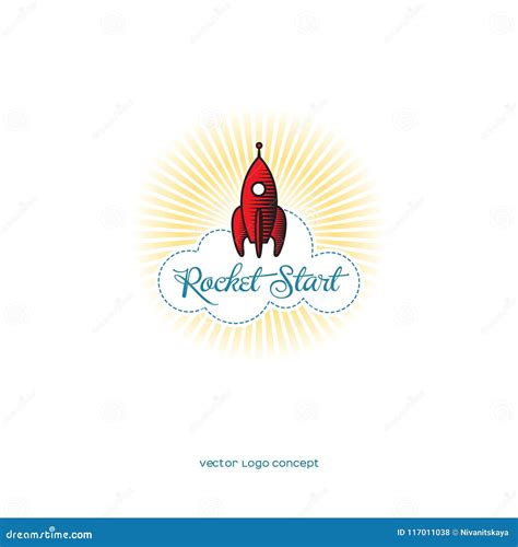 Rocket Start Logo Rocket Start Emblem Space Science Concept Stock
