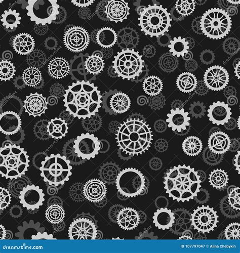 Seamless Pattern With Different Gears Stock Vector Illustration Of