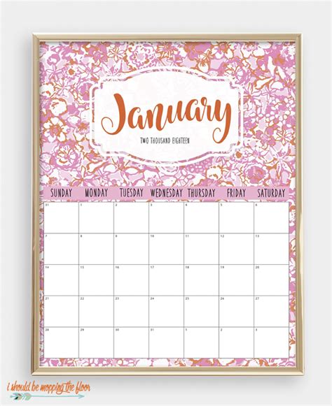 Colorful 2018 Printable Calendar I Should Be Mopping The Floor