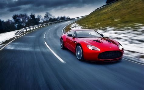 Download Road Aston Martin Car Red Vehicle Aston Martin V8 Vantage Hd