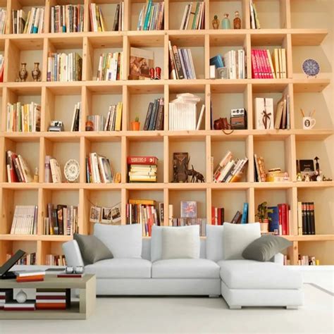 Custom Photo Wallpaper Books Bookshelves Bookcase 3d Stereo Backdrop