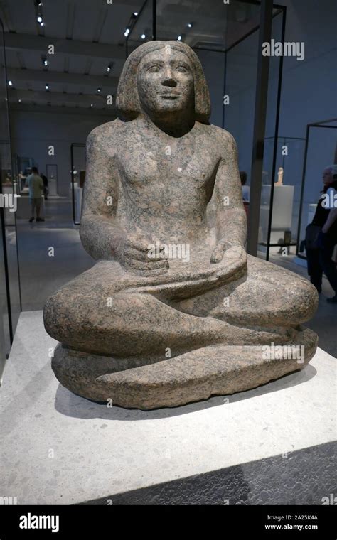 Seated Granite Stone Statue Of The Granary Scribe Der Senedj 2400 Bc