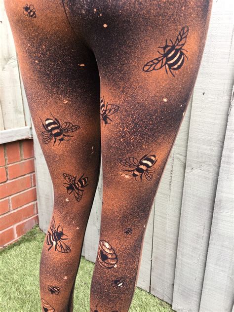 Bumble Bee Print Black Leggings Womens Plus Size Leggings Etsy