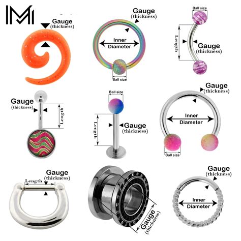 Body Jewelry Size Chart Metal Official Sizing