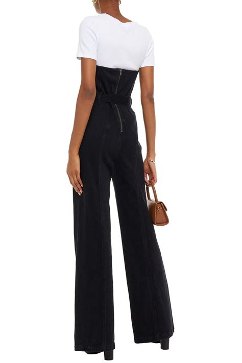 Alice Olivia Strapless Denim Wide Leg Jumpsuit The Outnet