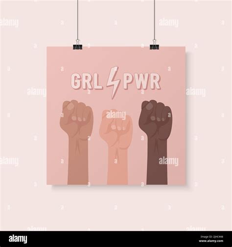Girl Power Poster Raised Up Womens Fists Womens Rights Placard