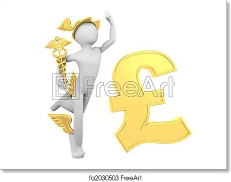 Free Art Print Of Hermes Mercury With Caduceus And Pound Sign