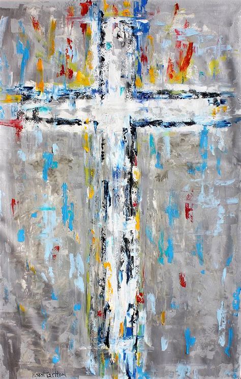 Cross Abstract Painting By Karen Tarlton