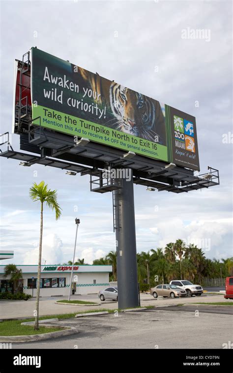 Large Advertising Sign Highway Billboard Gantry Florida City Usa Stock