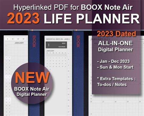 Boox Note Air Templates 2023 Digital Planner Weekly Daily Planner Pdf