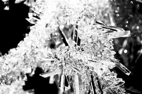 The Beauty And Brilliance Of White Crystals In Black And White Stock