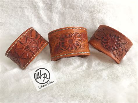 Hand Tooled Crafted And Drawn Leather Bracelets Etsy