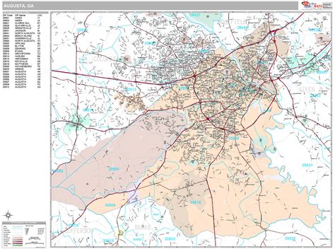 Augusta Georgia Wall Map (Premium Style) by MarketMAPS - MapSales