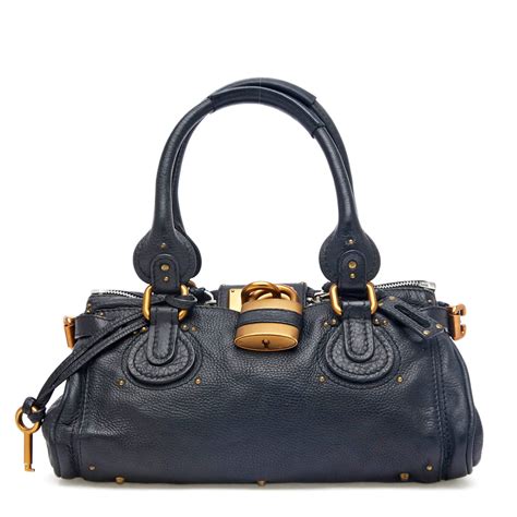Buy Chloe Paddington Lock Handbag Leather Medium Black 45704 Trendlee