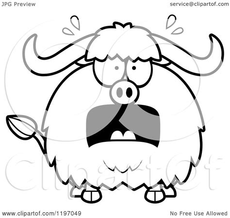 Cartoon Of A Black And White Scared Chubby Ox Royalty Free Vector