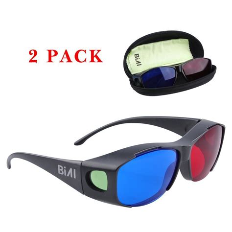 Bial Redblue 3d Glasses With Case Glassese Cloth 2 Pack Cyan Anaglyph