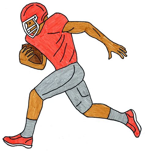 How To Draw A Football Player Tutorial And Football Player Coloring Page
