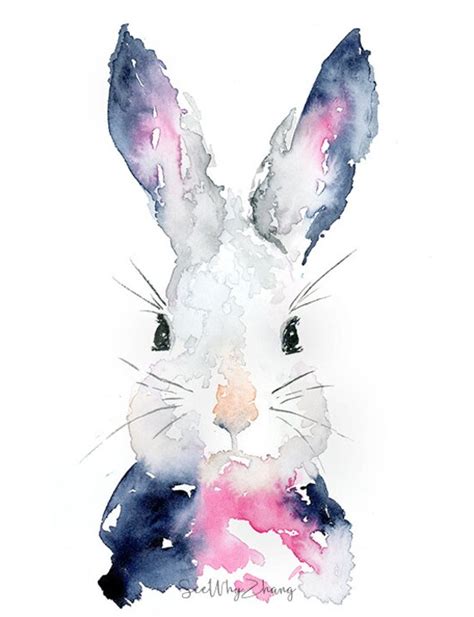 Bunny Watercolor Art Print Easter Bunny Art Print By Seewhyzhang