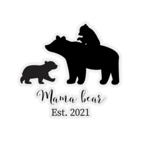 Mama Bear With Two Cubs Sticker Est 2021 Mom Club Etsy